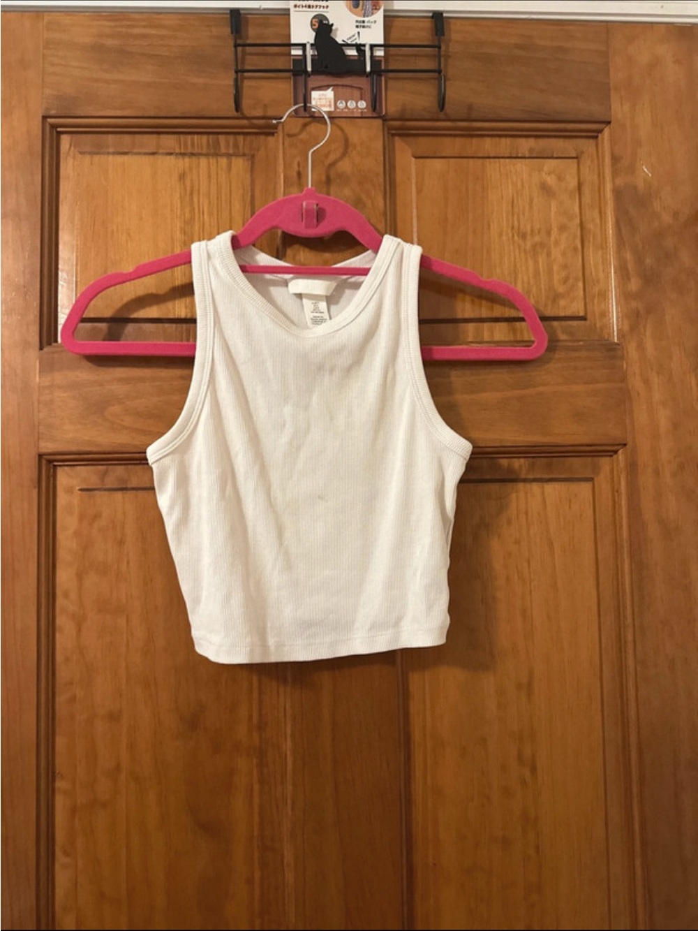 H&M White Ribbed Crop Tank Top
